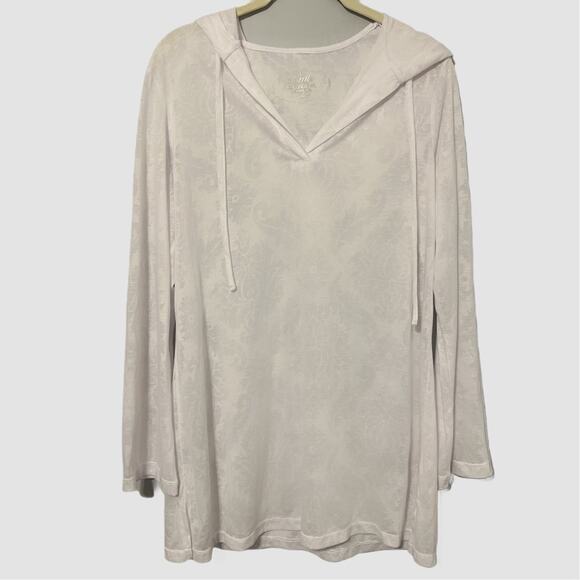 Soma Tops - Soma Live Loungewear White Pull On Hooded Long Sleeve Shirt Lightweight Large